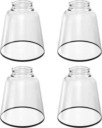 4 Pack Clear Glass Shade Replacements, Bell Shaped Glass Shade Covers with Black Ring, 4.72"High, 4.72"Diameter, 2.12 "Fitter, High Transmittance Trapezoidal Lampshade