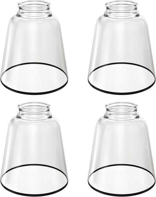 4 Pack Clear Glass Shade Replacements, Bell Shaped Glass Shade Covers with Black Ring, 4.72"High, 4.72"Diameter, 2.12 "Fitter, High Transmittance Trapezoidal Lampshade