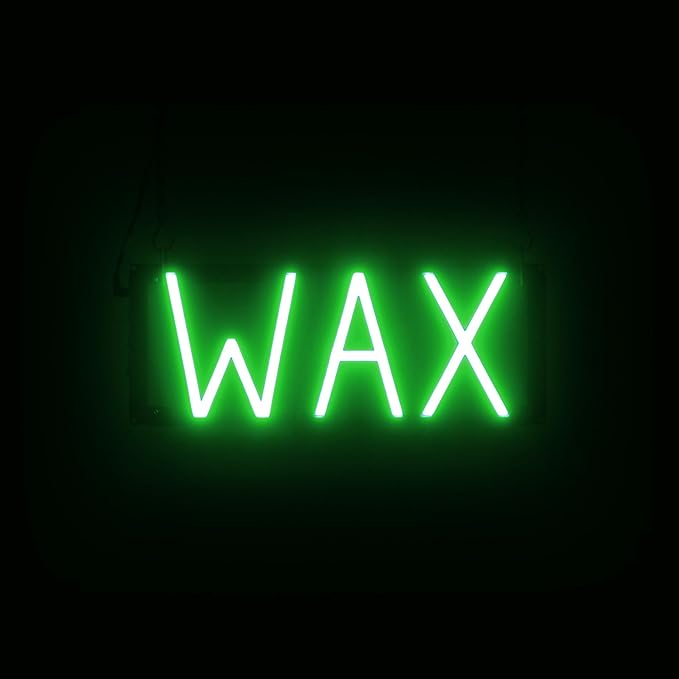 SpellBrite WAX Sign | Beauty-Related Sign with Neon Look, Green LED Light Source | 16.0" x 6.3"