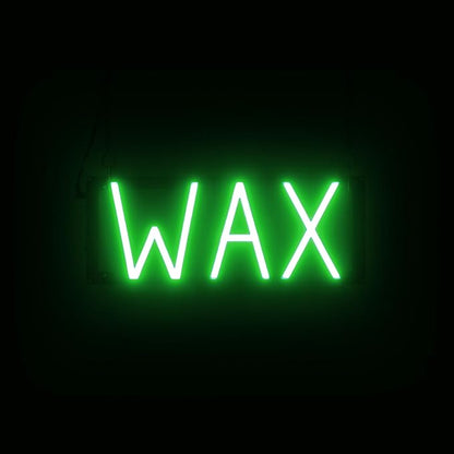 SpellBrite WAX Sign | Beauty-Related Sign with Neon Look, Green LED Light Source | 16.0" x 6.3"