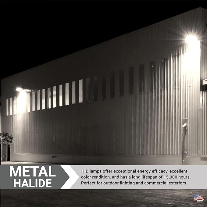 Diodesy- M90 Metal Halide Lamp 100W Pulse Start 9000 Lumens E26 Medium Base 4000K Cool White Clear ED17 Shape 12,000 Hours- High Intensity Discharge HID Outdoor Light Bulb for Street Parking Lots
