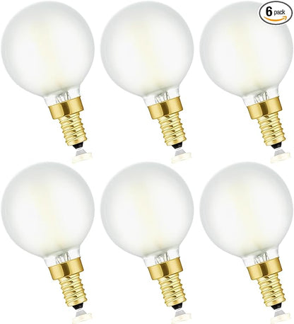 Leools E12 Led Chandelier Light Bulb,Frosted G16.5 Type G Round Light Bulb,60 watt 600lm 4000k Daylight,Dimmable Led Globe Light Bulbs for Ceiling Fan,Scentsy,Vanity,Candelabra LED Light Bulbs 6 pcs