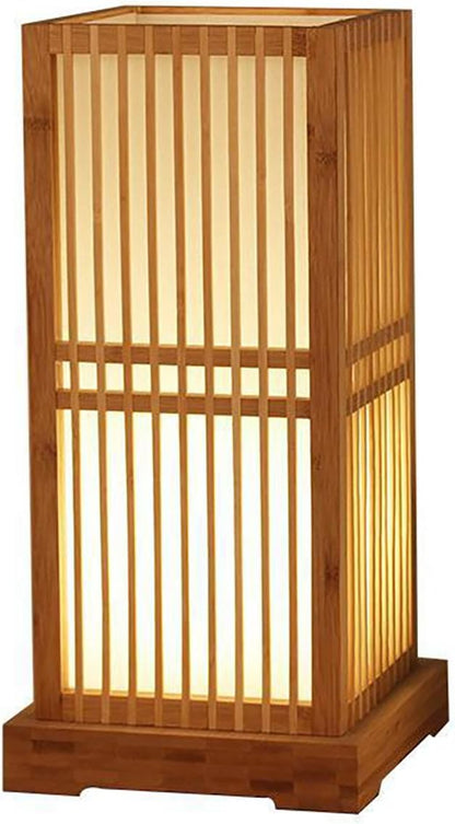 Japanese Table Lamp Handmade Bamboo Table Lamps Lantern Shade Natural Wooden Base Eye-Caring Bedroom Bedside nightstand Light Vintage Modern Table lamp Study Room Desk Lamp Reading Lamp