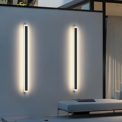 2 Pack 47.2in 4000K Long Outdoor Light IP65 Waterproof Outdoor Sconces Wall Lighting Modern LED Exterior Wall Sconces for Porch House