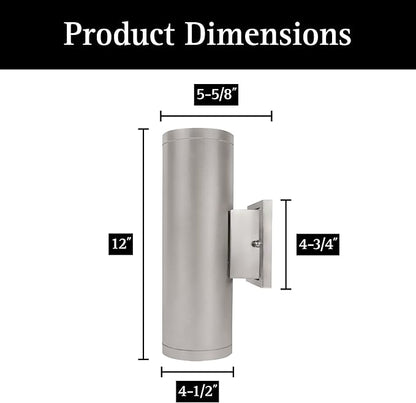 Ultralux 12 Inch Modern LED Up and Down Wall Light, Outdoor Wall Sconce Front Door Light Fixture, 2000 Lumen Outdoor Sconce 30 Watt Outside Lights For House 4000K Brushed Nickel Exterior Light Fixture