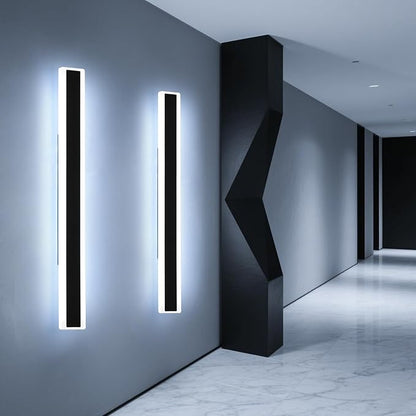 Mikeru 2Pack 70.8inch Long Led Wall Light, 6000k Cool White Modern Outdoor Wall Light Ip65 Waterproof Black Acrylic Porch Exterior Lighting Fixtures, Exterior Wall Mount Lights