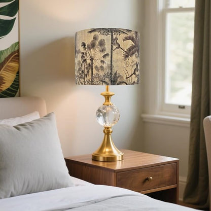 Bamboo Lampshade With Tropical Plants green floral Design, Suitable For Floor Lamps And Desk Lamps, Art deco, Rustic And Elegant, Groovy Unique(11.8 * 9Inch) (Coconut Tree)