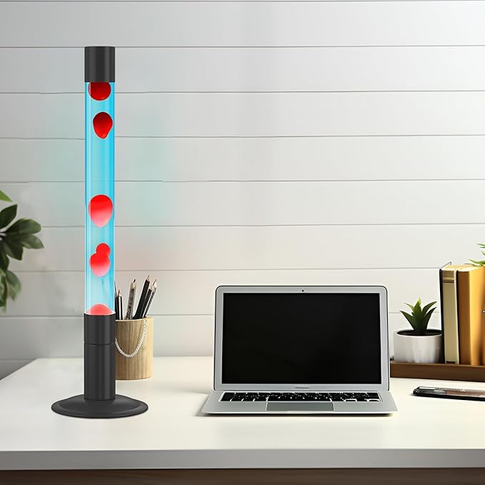 30-Inch Relaxing Liquid Motion Lamps,Magma Lamps, Home Decor Living Room Office Bedroom Lamp for Adults (White Water Red Wax)