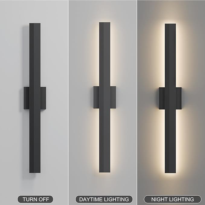 LamQee 31.5 In Aluminum Long Outdoor Wall Light, 3000K 2000LM Integrated LED Waterproof IP65, Linear Modern Exterior Lighting Fixtures Wall Mount Outside Sconce for House Porch Patio Garage Front Door