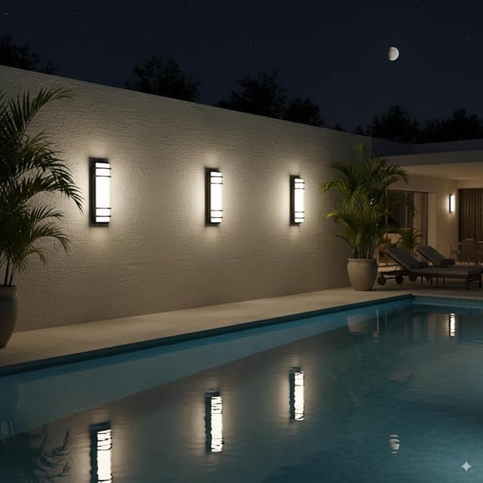 Modern Outdoor Wall Lights 16 Inch, Dimmable Exterior Wall Sconce, 3000K 4000K 6000K Adjustable Color Temp,IP65 Waterproof Black Outdoor Lighting for Porch,Garage,Patio,Garden,House,Hallway, Backyard