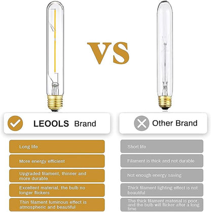 Leools T10 LED Bulb 4W Dimmable E26 Base Tubular Light Bulb 4000K Daylight 40W Equivalent 400lm T9 T8 Bulb for Rustic Pendant, Wall scones Tube Light Desk Lamp Vintage Edison Long Light Bulb,4Pcs