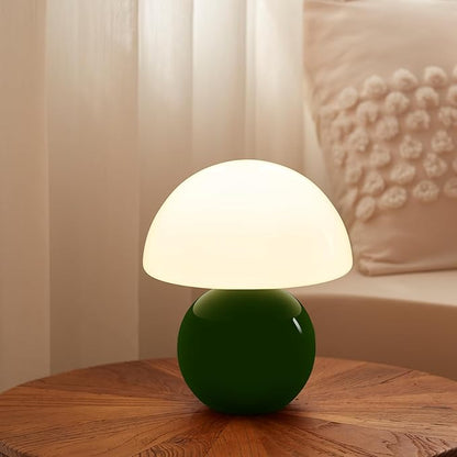 Mushroom Lamp Table Lamp for Bedroom,Desk Bedside Small Lamps for Living Room Night Stands,Mushroom Decor Cute Mini Modern Mid Century Lamps,Unique Aesthetic Living Room Decor(Dark Green)