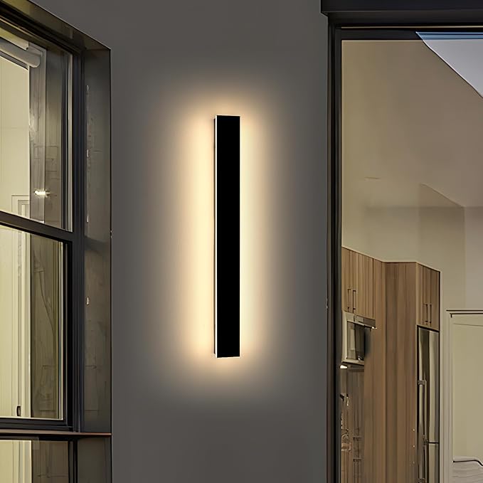 39inch Long Outdoor Wall Lights, Modern Wall Mounted Lighting Fixture, 3 Color Lights 3000K/4500K/6000K, IP65 Waterproof, Black LED Exterior Wall Sconces for Patio, House, Courtyard, Porch