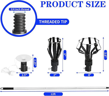 momolove 12FT Light Bulb Changer for High Ceilings, Light Bulb Extension Pole Changer,Light Bulb Extension Pole Changer with 3 Adapters and Carrry Bag