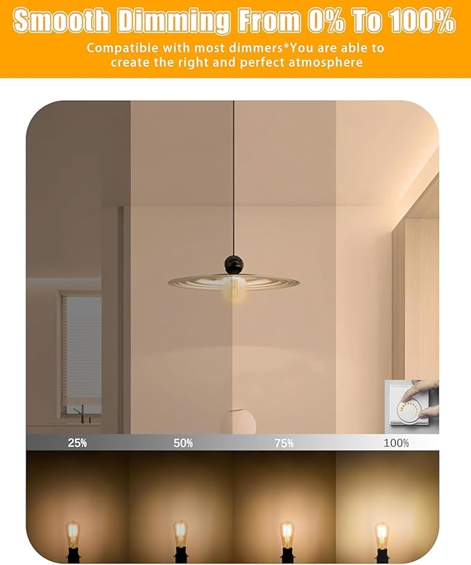 Mastery Mart 24 Pack Vintage LED Light Bulb 2700K Soft White, Dimmable, 5.5W (60 Watt Equivalent), ST19/ ST58 Clear Glass Antique Edison Style, 500LM E26 Decorative Filament Bulb