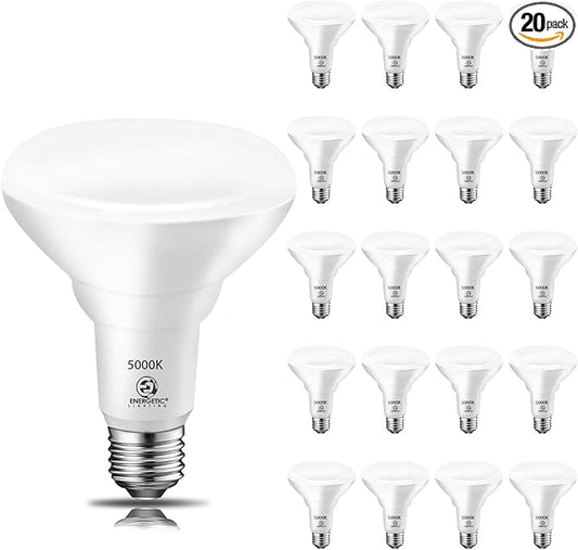Energetic BR30 LED Bulb Indoor Flood Lights 8.5W, 65W Equivalent, 650LM, 5000K Daylight, E26 Base, 15000 Lifetime Hours, Dimmable Recessed Can Light Bulbs, 20 Pack