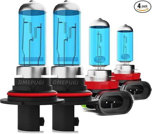 Compatible With Suzuki SX4 2007-2013 halogen Lights, 9007 Halogen Headlight High Low Beam H11 Fog Light,Bright Halogen Replacement Headlight Bulbs,Plug N Play, 4-Pack