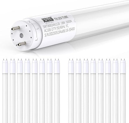 JESLED 16 Pack 4FT T8 LED Bulbs,18W 2400LM 5000K Led Tube Light,Hybrid Type A+B T10 T12 Fluorescent Bulbs Replacement,Single or Double End Powered,Plug and Play or Ballast Bypass,ETL