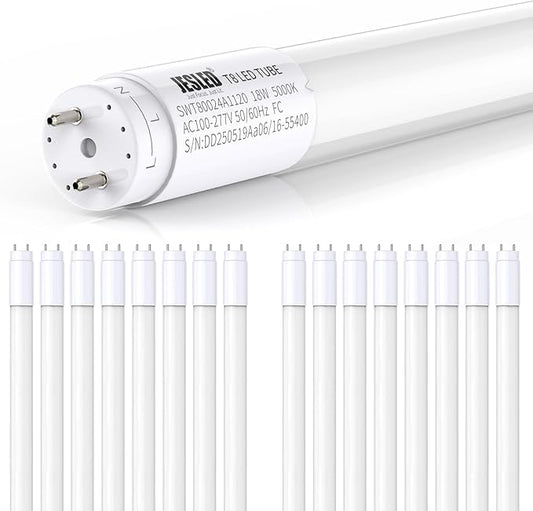 JESLED 16 Pack 4FT T8 LED Bulbs,18W 2400LM 5000K Led Tube Light,Hybrid Type A+B T10 T12 Fluorescent Bulbs Replacement,Single or Double End Powered,Plug and Play or Ballast Bypass,ETL