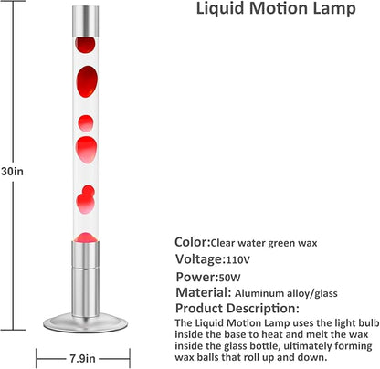30-Inch Relaxing Liquid Motion Lamps,Magma Lamps, Home Decor Living Room Office Bedroom Lamp for Adults (White Water Red Wax)