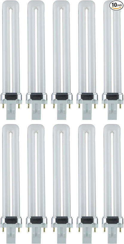 Sunlite PL13/SP27K Compact Fluorescent Single U-Shaped Twin Tube Light Bulb, 13 Watts, 120 Volts, 720 Lumens, 2-Pin GX23 Base, 2700K Soft White, 10 Pack