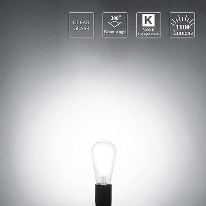 MASTERY MART 100 Watt LED Bulb, Edison Bulbs, Dimmable Lightbulbs E26, 5000K Daylight White Bright 9W 1100 Lumens, ST21/ST64 Vintage Lightbulb, UL Listed, Clear Glass, Decorative Light Bulb (10 Pack)