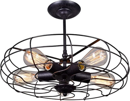 CWI Lighting Pamela 5 Light Flush Mount – Industrial Style Ceiling Light in Rust Finish for Hallways or Dining Room