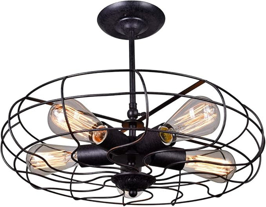 CWI Lighting Pamela 5 Light Flush Mount – Industrial Style Ceiling Light in Rust Finish for Hallways or Dining Room