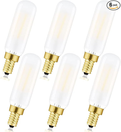 Dimmable T6 LED Frosted Bulbs, 6W E12 Edison Light Bulbs Warm White 2700K,600lm, 60W Candelabra Incandescent Bulbs Equivalent Vintage LED Filament Edison Candle Bulb with Decorative, 6Pack.