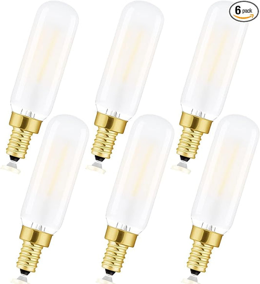 Dimmable T6 LED Frosted Bulbs, 6W E12 Edison Light Bulbs Warm White 2700K,600lm, 60W Candelabra Incandescent Bulbs Equivalent Vintage LED Filament Edison Candle Bulb with Decorative, 6Pack.