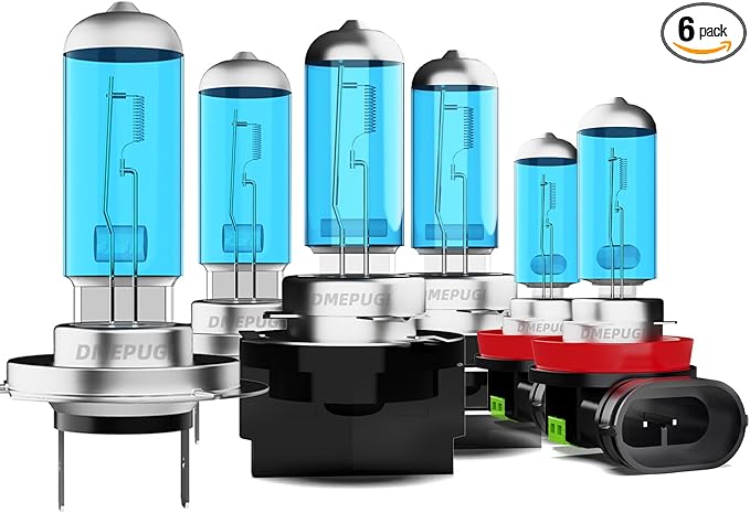 headlight bulbs compatible with Santa Fe 2013-2016 Lights Headlights Bulbs, H7 High Beams + H11B Low Beam Halogen Headlights and H11 Fog Light,Super Bright 6000K White, 6 PCS