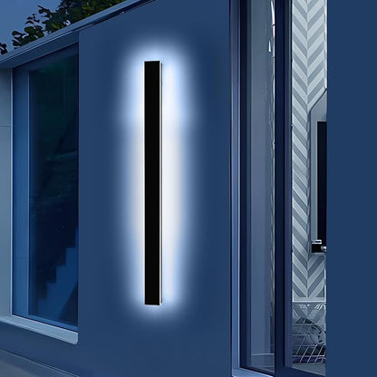 Mikeru 57" Outdoor Wall Sconce 6000K Cool White - IP65 Waterproof Black Exterior Light, Hardwired Wall Mounted Fixture for Porch, Patio & Entryway | Non-Dimmable Weatherproof Design