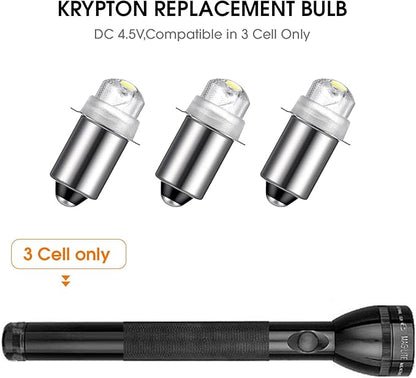 Honoson 3 Pieces Flashlight Bulb 55-Lumen 4.5 Volt LED Krypton Replacement Bulb Flashlight Bulbs for Torch with 10 Year Lifespan, 41-1644 Krypton Bayonet Base LED