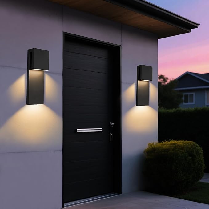 15" Exterior Lighting Fixtures, IP65 Waterproof Wall Mount Light, 435LM, 3005K, Corrosion-Resistant for Front Porch, Garage, Exterior Wall, Farmhouse, Front House, Entrance, Rustic - 2 Packs