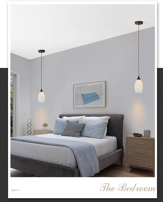 ANYLOVE Vintage Art Blue-White Pendant Lighting,1-Pack Hand Glass Hanging Light Fixture,Adjustable Cord for Kitchen,Hallway,Dining Room