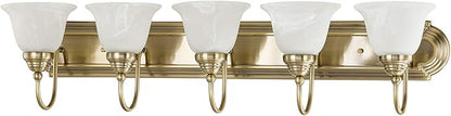 Livex Lighting 1005-01 Belmont 5-Light Bath Light, Antique Brass, 36 x 8.5 x 8.5