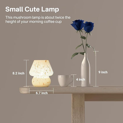 Mushroom Lamp Table Lamp for Bedroom,Desk Bedside Small Lamps for Living Room Night Stands,Mushroom Decor Cute Mini Modern Mid Century Lamps,Unique Aesthetic Home Living Room Decor(White-1)