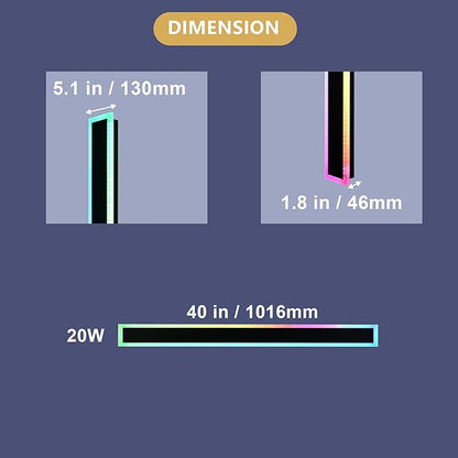BONLICHT Modern Outdoor RGB Wall Light 1 Pack 40 In Dimmable Contemporary Long Outside LED Garage Sconce Wall Mount Linear Exterior Light Fixtures for Front Door and Entrance (Remote Control Included)