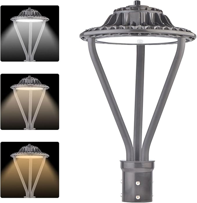 LED Post Top Light 30/50/75W Adjustable 9750 LM 3000/4000/5000K LED Circular Area Light Outdoor Pole Lights with Photocell, IP67 Parking Lot Lights Fixture Commercial Lighting, 100-277V ETL&DLC Listed