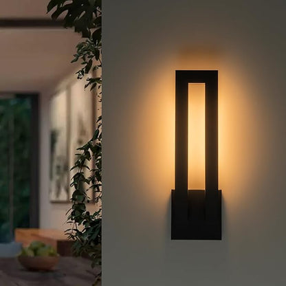 Modern Outdoor Wall Lights, 18 inch LED Long Wall Sconce, Black Exterior Led Porch Light Fixture Wall Mount, Waterproof Outdoor Sconce Lighting for House, Patio