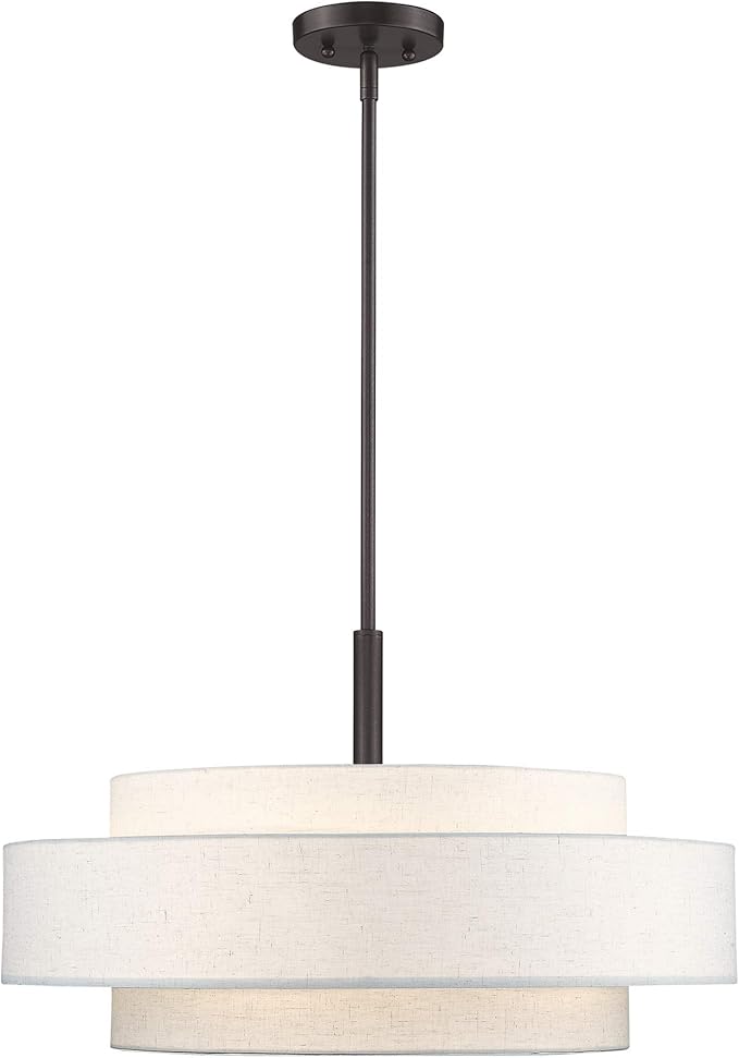 Livex Lighting Fabric Shade 52138-92 Meridian 5 Light English Bronze Pendant