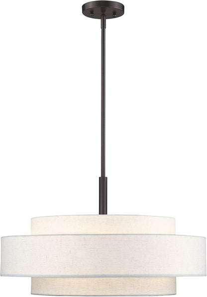 Livex Lighting Fabric Shade 52138-92 Meridian 5 Light English Bronze Pendant