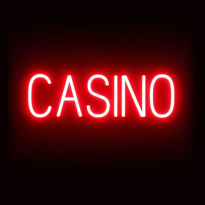 SpellBrite CASINO Sign | Gaming-Related Sign with Neon Look, Red LED Light Source | 22.5" x 6.3"