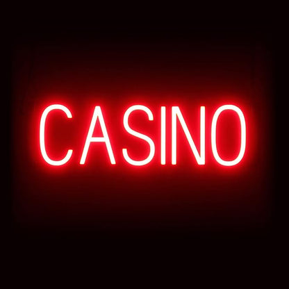 SpellBrite CASINO Sign | Gaming-Related Sign with Neon Look, Red LED Light Source | 22.5" x 6.3"