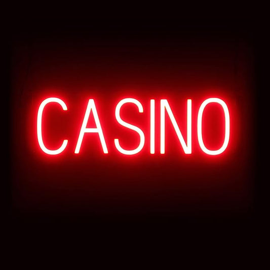 SpellBrite CASINO Sign | Gaming-Related Sign with Neon Look, Red LED Light Source | 22.5" x 6.3"