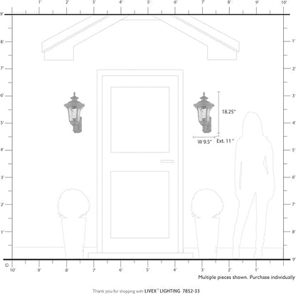 Livex Lighting 7852-13 Oxford 1-Light Outdoor Wall Lantern, 18" x 9.5" x 18", White