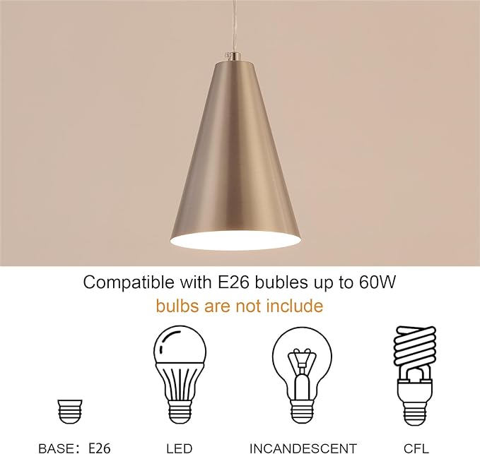 Brushed Nickel Pendant Lights Kitchen Island,Dining Room Light Fixtures Over Table 3 Pack with Silver Cone Metal Shade, Modern Farmhouse Small Chandeliers,Adjustable Cord Hanging Lighting for Sink