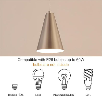 Brushed Nickel Pendant Lights Kitchen Island,Dining Room Light Fixtures Over Table 3 Pack with Silver Cone Metal Shade, Modern Farmhouse Small Chandeliers,Adjustable Cord Hanging Lighting for Sink