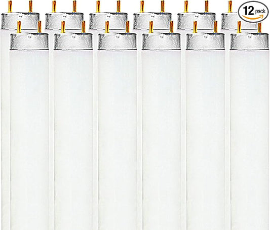 LUXRITE F17T8/865 17W 24 Inch T8 Fluorescent Tube Light Bulb, 6500K Daylight, 1350 Lumens, G13 Medium Bi-Pin Base, LR20755, 12-Pack
