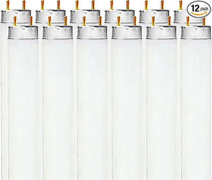 LUXRITE F17T8/850 17W 24 Inch T8 Fluorescent Tube Light Bulb, 5000K Bright White, 1350 Lumens, G13 Medium Bi-Pin Base, LR20753, 12-Pack